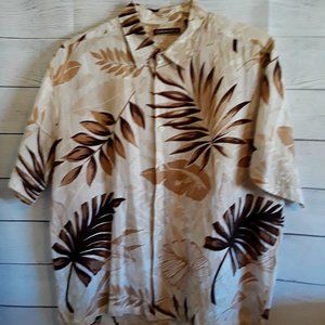 Cubavera Hawaiian Shirt Men's 2XL Short-sleeve Button-up 55% Linen/ 45% Rayon